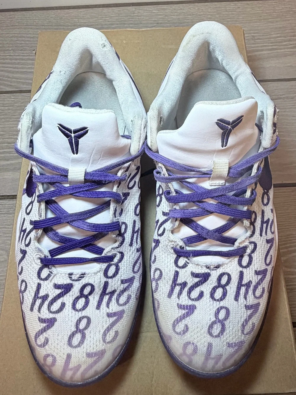 Nike kobes protro 8 White & Purple Low-Top Basketball Shoes w/Numeric Graphic - Picture 7 of 8